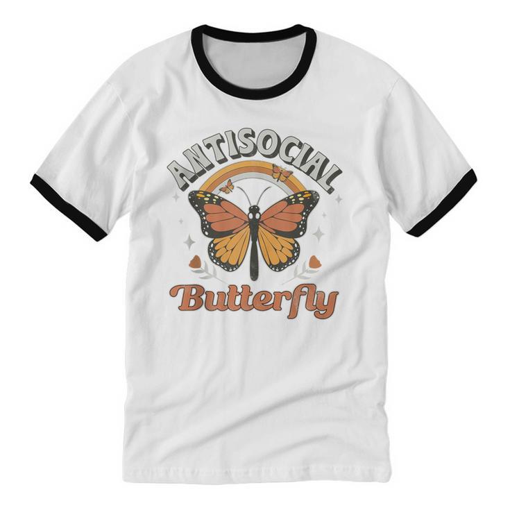 Antisocial Butterfly Tee For Introvert Men Women Girls Unisex Cotton Ringer T-Shirt