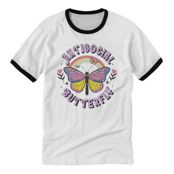 Antisocial Butterfly Tees For Introvert Men Women Girls Unisex Cotton Ringer T-Shirt