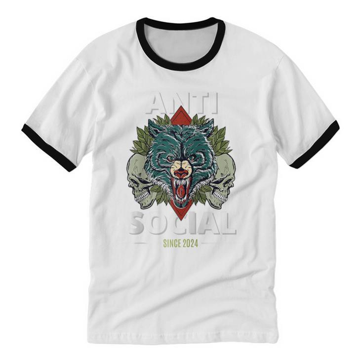 Antisocial Introvert I Like Being Alone Raglan Baseball Tee Unisex Cotton Ringer T-Shirt