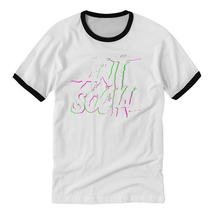 Antisocial Introvert I Hate People Antisocial Club EDM Premium Tri-Blend Unisex Cotton Ringer T-Shirt