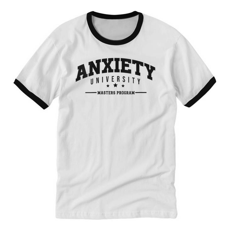 Anxiety University Anxious Antisocial Introvert Unisex Cotton Ringer T-Shirt
