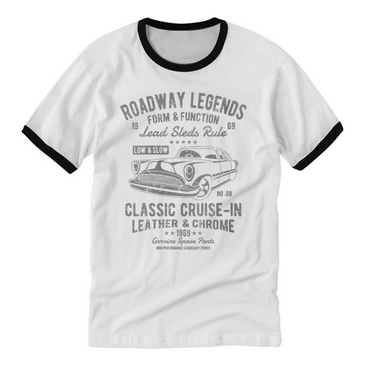 Automotive Nostalgia Classic Car Cruise-In Distressed Unisex Cotton Ringer T-Shirt