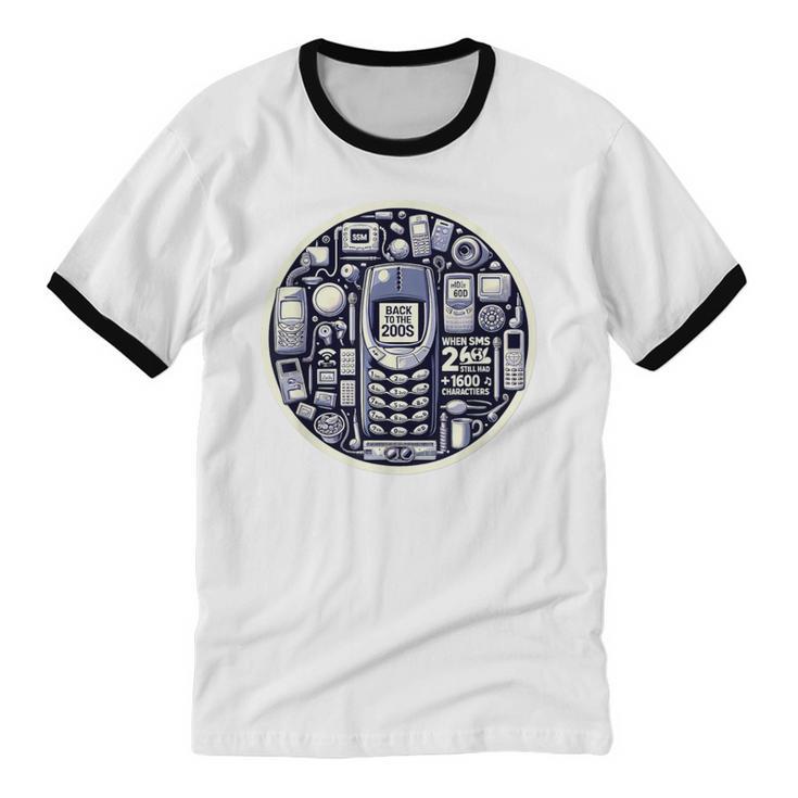 Back To The 2000s Tech Nostalgia Unisex Cotton Ringer T-Shirt Back To The 2000s Tech Nostalgia Unisex Cotton Ringer T-Shirt