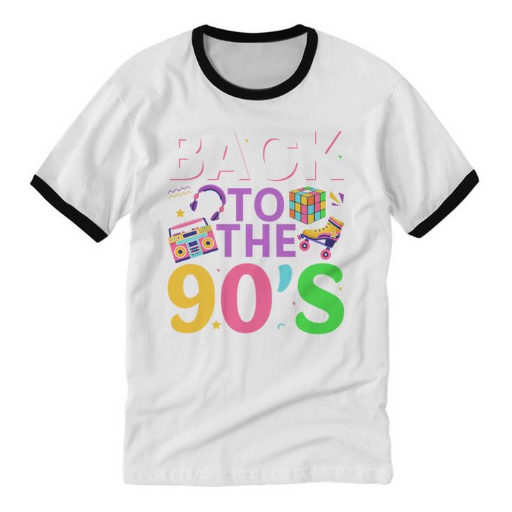 Back To The 90's Mixtape Era Nostalgia Retro 1990 90's Style Premium Tri-Blend Unisex Cotton Ringer T-Shirt