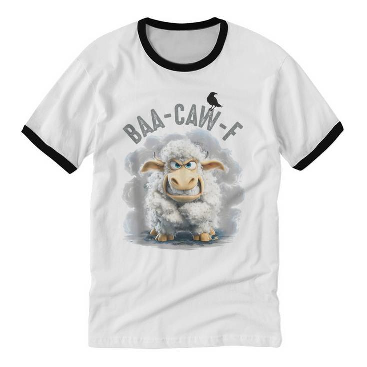 Back Off – Sheep Baa Crow Caw Pun For Introverts Unisex Cotton Ringer T-Shirt