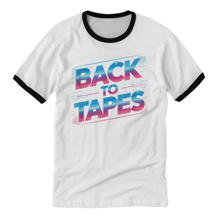Back To Tapes Retro 80s Cassette Mixtape Nostalgia Unisex Cotton Ringer T-Shirt