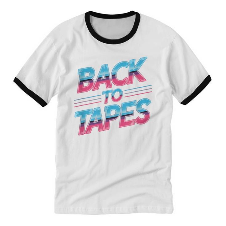 Back To Tapes Retro Cassette Mixtape 80s Nostalgia Unisex Cotton Ringer T-Shirt