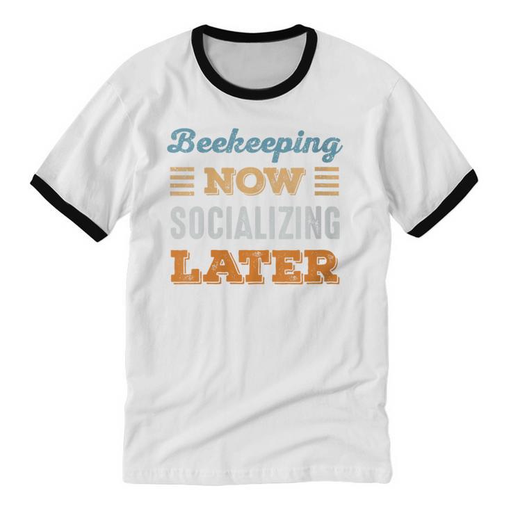 Beekeeping Now Minimal Socializing Introvert Vintage Unisex Cotton Ringer T-Shirt
