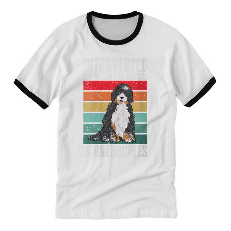 Bernedoodle Dog Introvert Bernedoodle Unisex Cotton Ringer T-Shirt