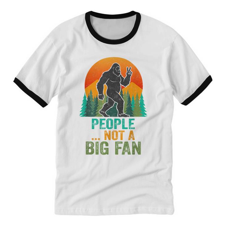 Bigfoot Introvert People Not A Big Fan Retro Sasquatch Unisex Cotton Ringer T-Shirt