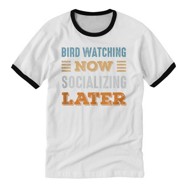 Bird Watching Now Minimal Socializing Introvert Vintage Unisex Cotton Ringer T-Shirt Bird Watching Now Minimal Socializing Introvert Vintage Unisex Cotton Ringer T-Shirt