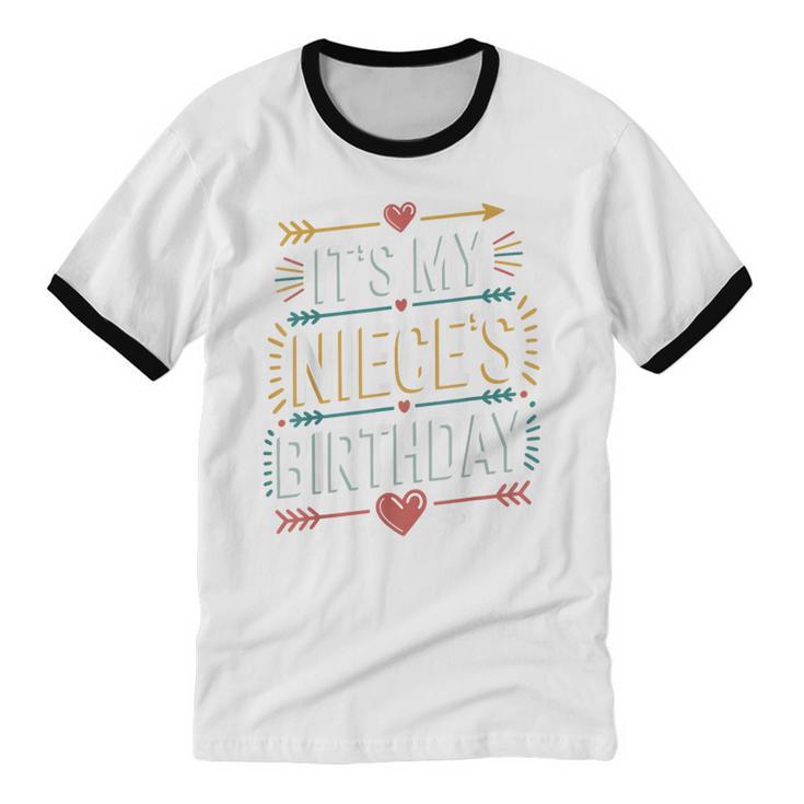 Boho Nostalgia It's My Niece's Birthday Women Kids Unisex Cotton Ringer T-Shirt Boho Nostalgia It's My Niece's Birthday Women Kids Unisex Cotton Ringer T-Shirt