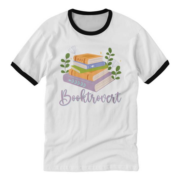 Booktrovert Bookworm Introvert Bibliophile Booktrovert Unisex Cotton Ringer T-Shirt