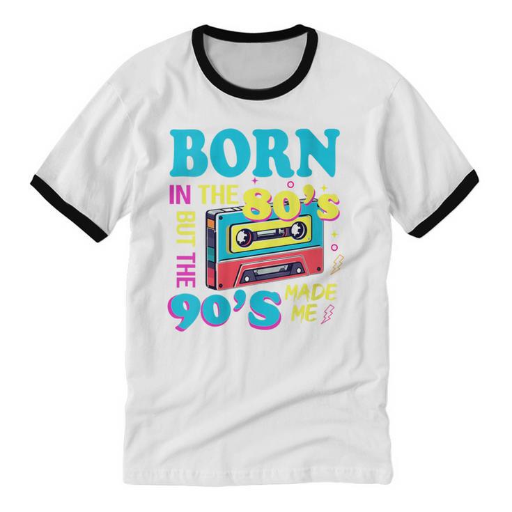 Born In The 80's But 90's Made Me Nostalgia Cassette Tape Unisex Cotton Ringer T-Shirt