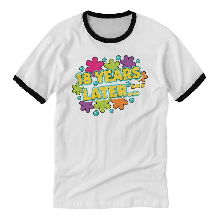 Cartoons Retro 18 Years Later Groovy Pop Art Nostalgia Premium Tri-Blend Unisex Cotton Ringer T-Shirt