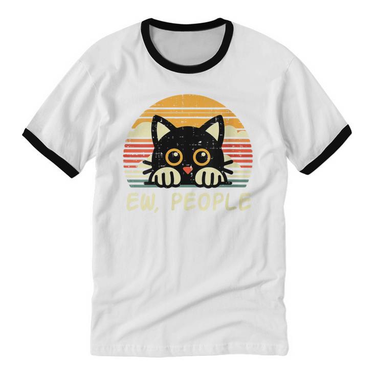 Cat Eww People Introvert Meme Women Men Kids Unisex Cotton Ringer T-Shirt Cat Eww People Introvert Meme Women Men Kids Unisex Cotton Ringer T-Shirt