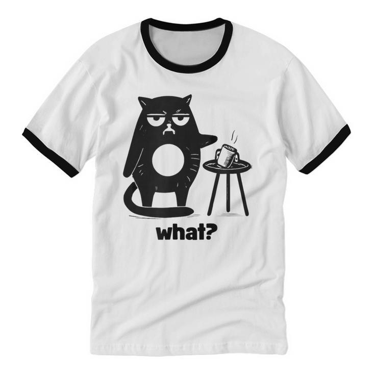 Cat What Humor Introvert Anti-Social Unisex Cotton Ringer T-Shirt