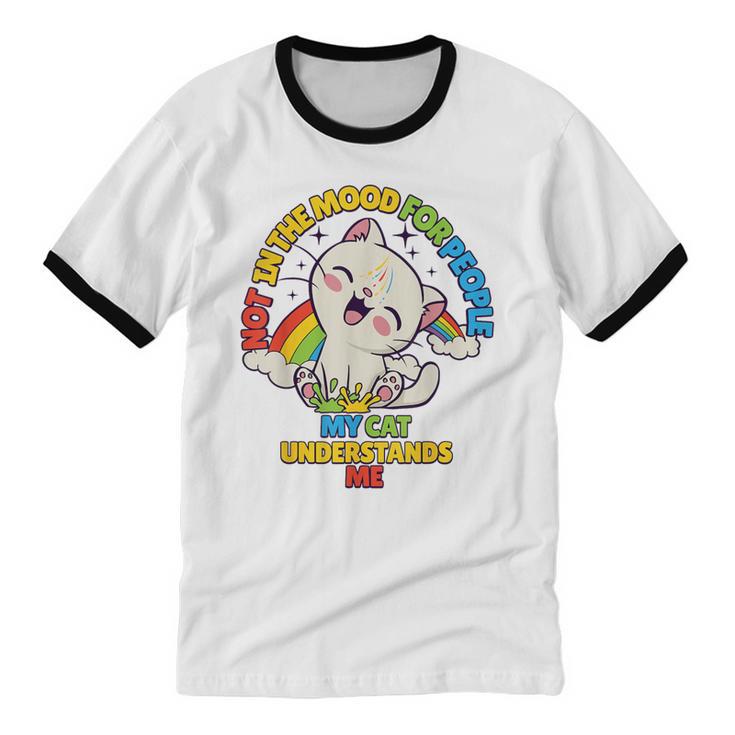 Cat Mom Loves Cats Dad Not In The Mood For People Introvert Unisex Cotton Ringer T-Shirt