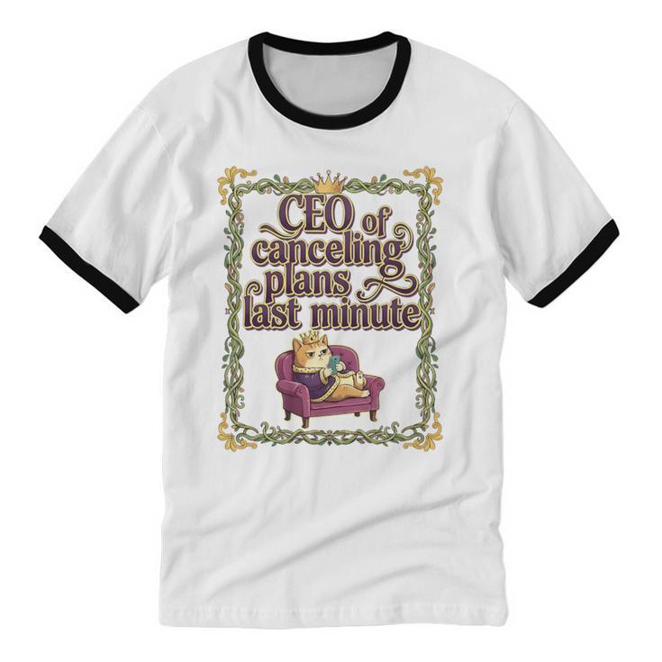 CEO Of Canceling Plans Flake Introvert Friend Premium Tri-Blend Unisex Cotton Ringer T-Shirt