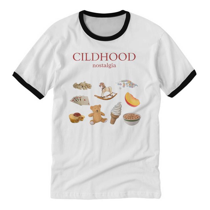 Childhood Nostalgia Good Memories Teddy Bear Ice Cream Unisex Cotton Ringer T-Shirt