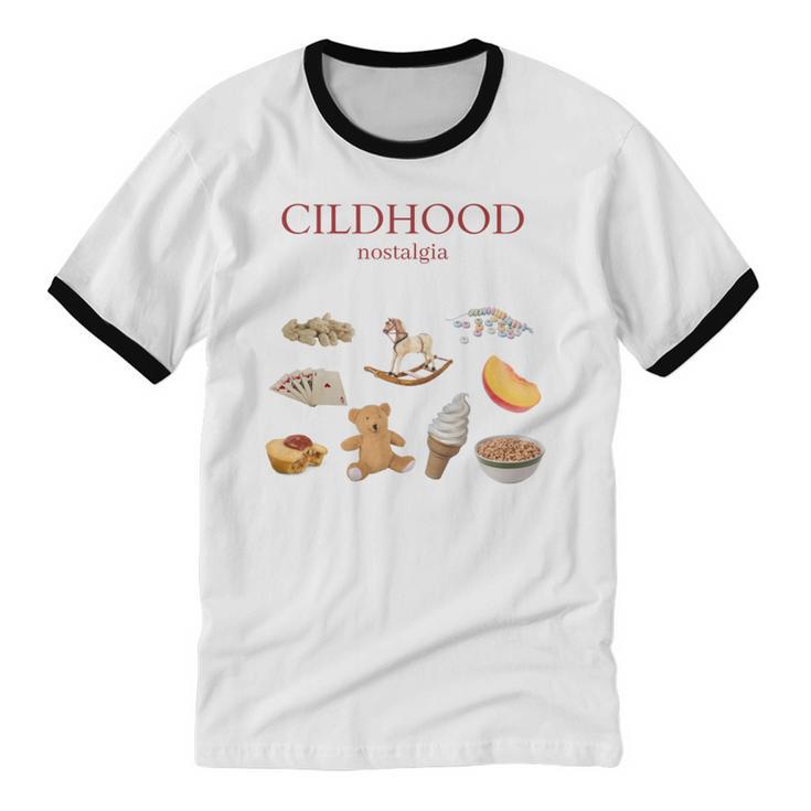 Childhood Nostalgia Good Memories Teddy Bear Ice Cream Unisex Cotton Ringer T-Shirt
