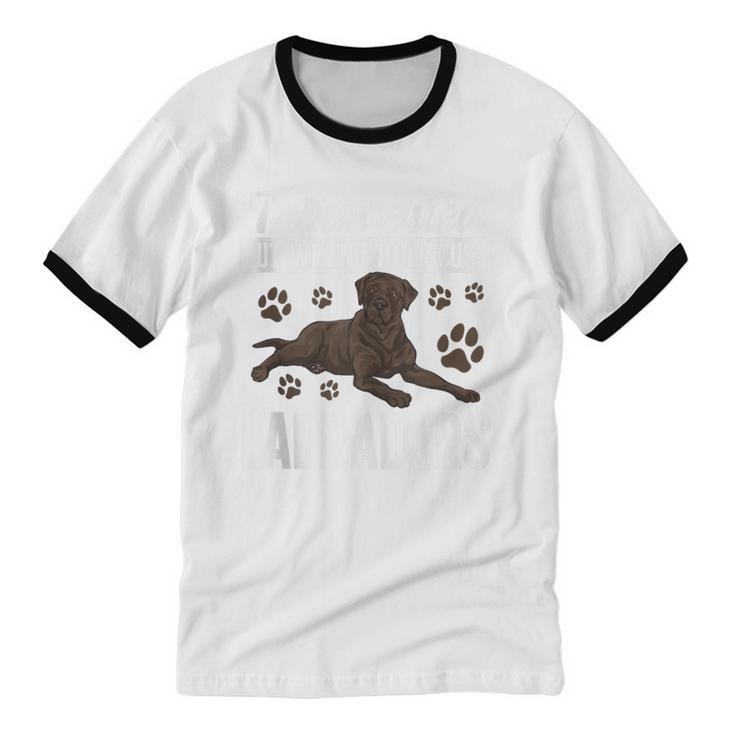Chocolate Lab Dog Introvert Chocolate Labrador Retriever Unisex Cotton Ringer T-Shirt