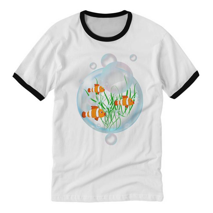 Clownfish Anemonefish Bubbles Water Frutiger Aero Y2K Style Unisex Cotton Ringer T-Shirt