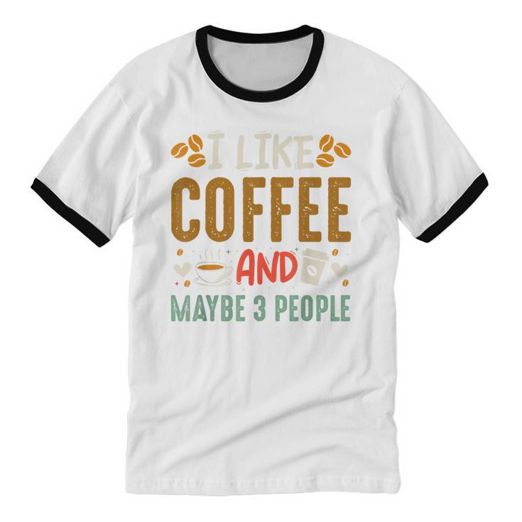 Coffee & Introvert Humor Tee Quote Cute Font Unisex Cotton Ringer T-Shirt