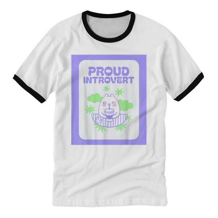 Cool Fun Cute Proud Introvert Cat Character For Men Women Unisex Cotton Ringer T-Shirt Cool Fun Cute Proud Introvert Cat Character For Men Women Unisex Cotton Ringer T-Shirt