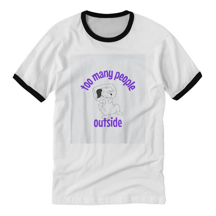 Cute Puppy With a Quote For Introverts Unisex Cotton Ringer T-Shirt Cute Puppy With a Quote For Introverts Unisex Cotton Ringer T-Shirt