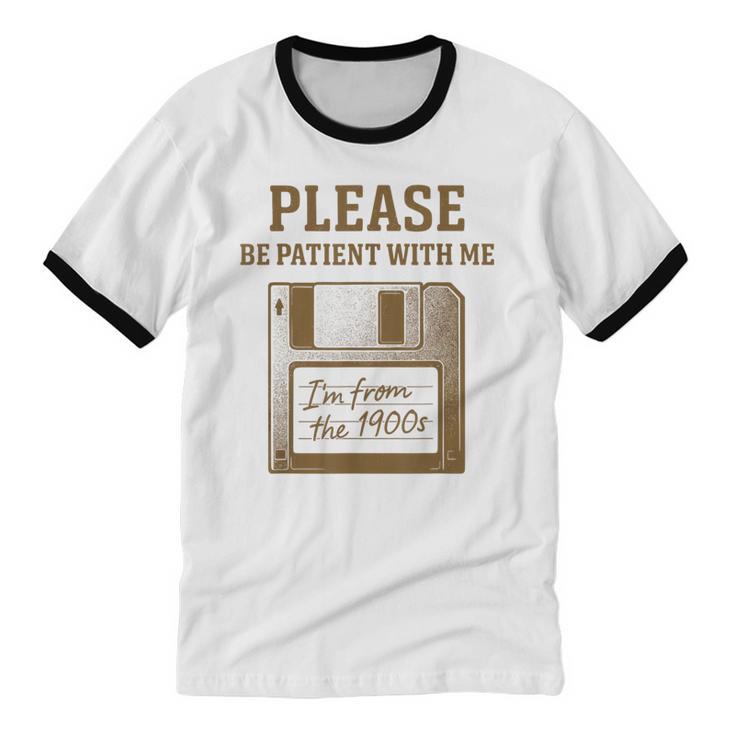 Dad Joke I'm From The 1900s Old Floppy Disk Programmer Unisex Cotton Ringer T-Shirt
