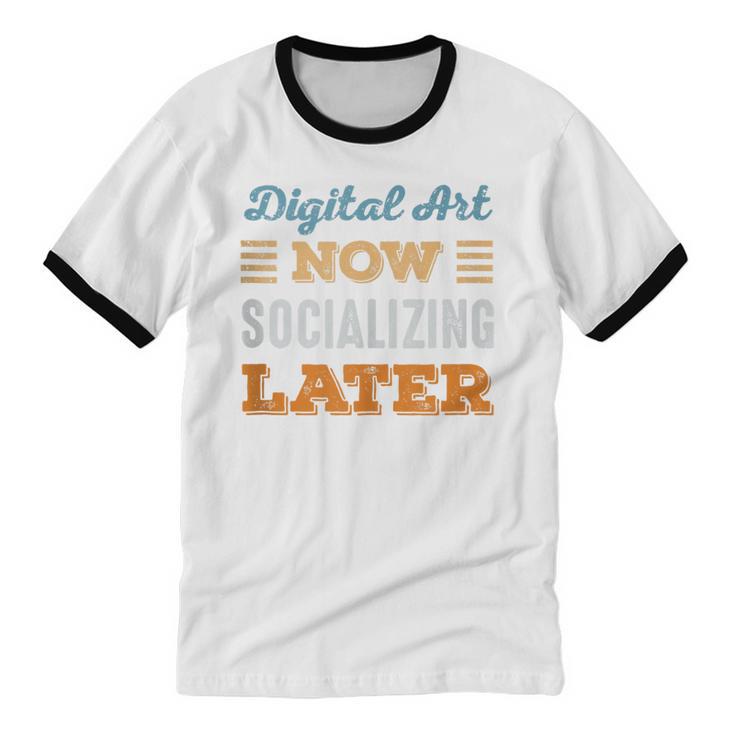 Digital Art Now Minimal Socializing Introvert Vintage Unisex Cotton Ringer T-Shirt