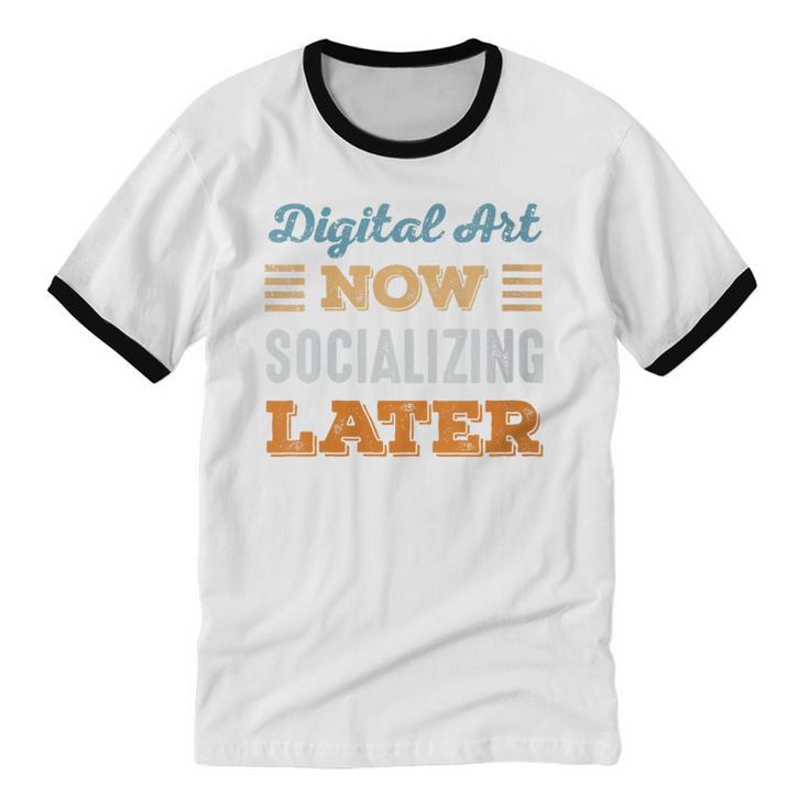 Digital Art Now Minimal Socializing Introvert Vintage Unisex Cotton Ringer T-Shirt Digital Art Now Minimal Socializing Introvert Vintage Unisex Cotton Ringer T-Shirt