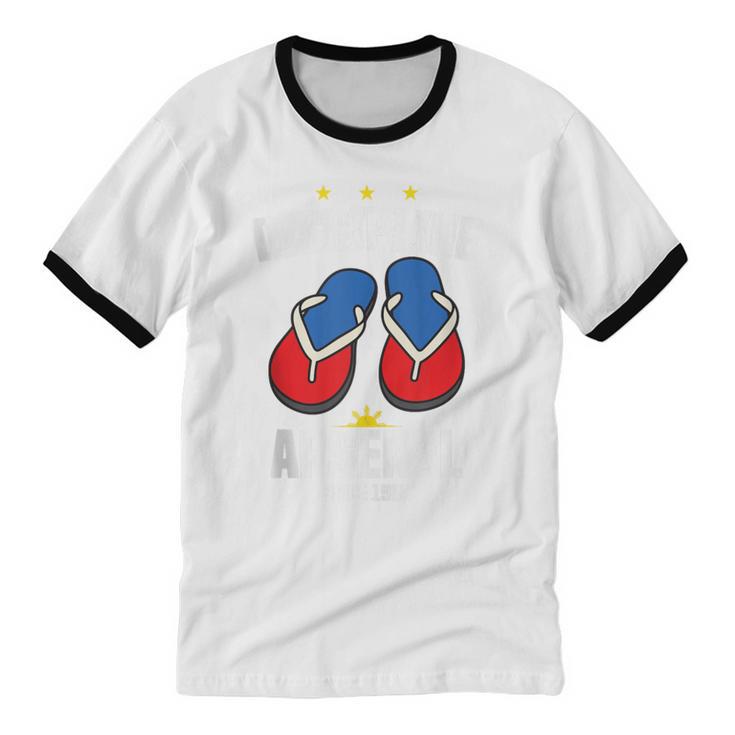 Discipline Arsenal Pinoy Nostalgia Filipino Tsinelas Unisex Cotton Ringer T-Shirt Discipline Arsenal Pinoy Nostalgia Filipino Tsinelas Unisex Cotton Ringer T-Shirt