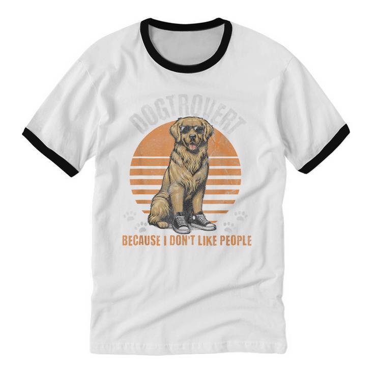 Dogtrovert Definition For Introvert Dog Lovers Unisex Cotton Ringer T-Shirt