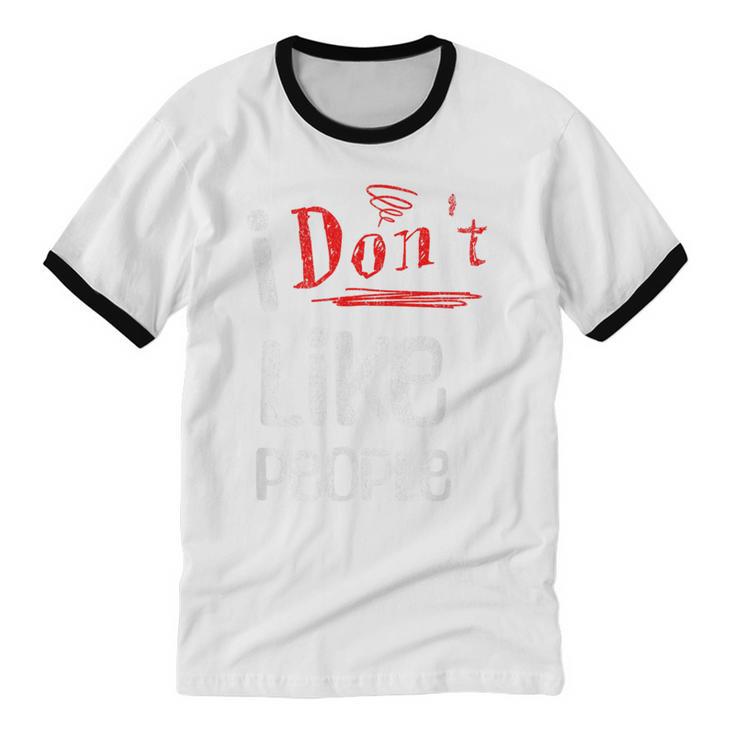 I Don't Like People Introvert Small Unisex Cotton Ringer T-Shirt