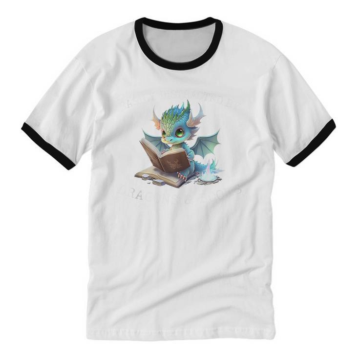 Easily Distracted By Dragons And Books Introvert Shirt Unisex Cotton Ringer T-Shirt Easily Distracted By Dragons And Books Introvert Shirt Unisex Cotton Ringer T-Shirt