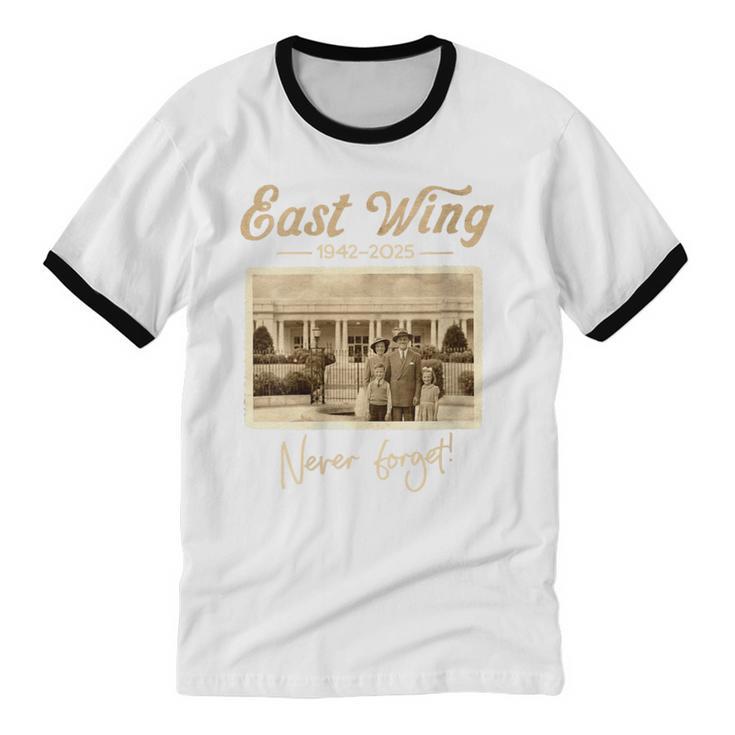 East Wing Never Forget American Vintage Nostalgia Unisex Cotton Ringer T-Shirt East Wing Never Forget American Vintage Nostalgia Unisex Cotton Ringer T-Shirt