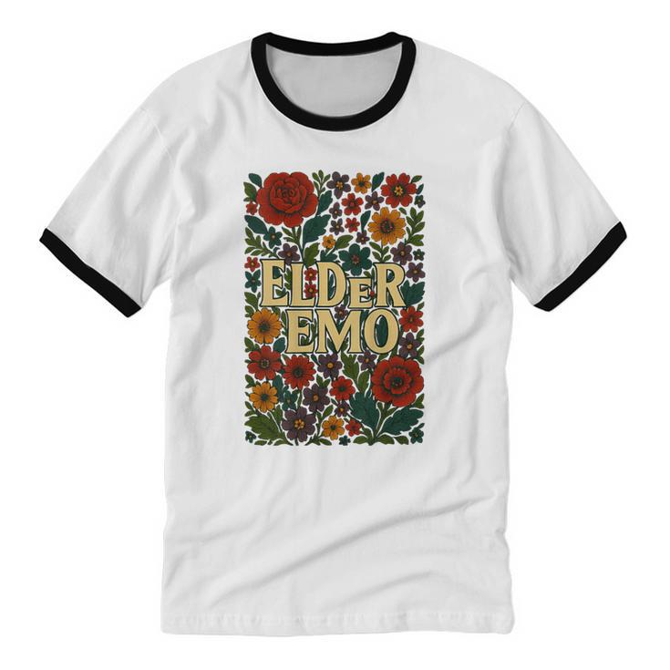 Elder Emo Floral Gothic Vintage Nostalgia Unisex Cotton Ringer T-Shirt
