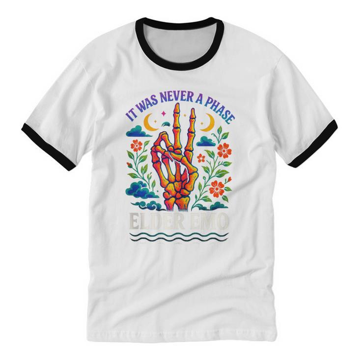 Elder Emo Nostalgia Skeleton Hand Unisex Cotton Ringer T-Shirt