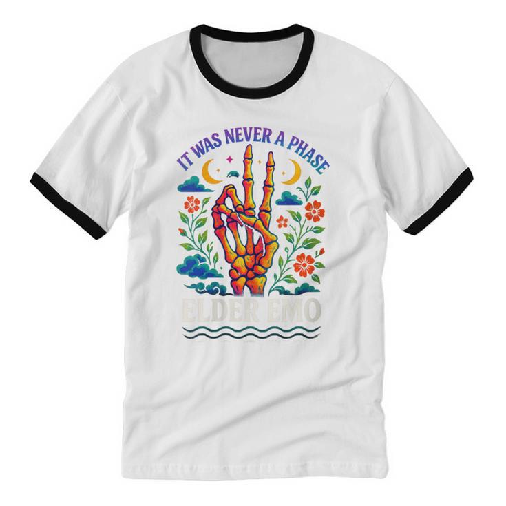 Elder Emo Nostalgia Skeleton Hand Unisex Cotton Ringer T-Shirt