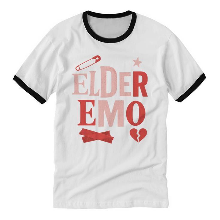 Elder Emo Retro Punk Typography Nostalgia Unisex Cotton Ringer T-Shirt