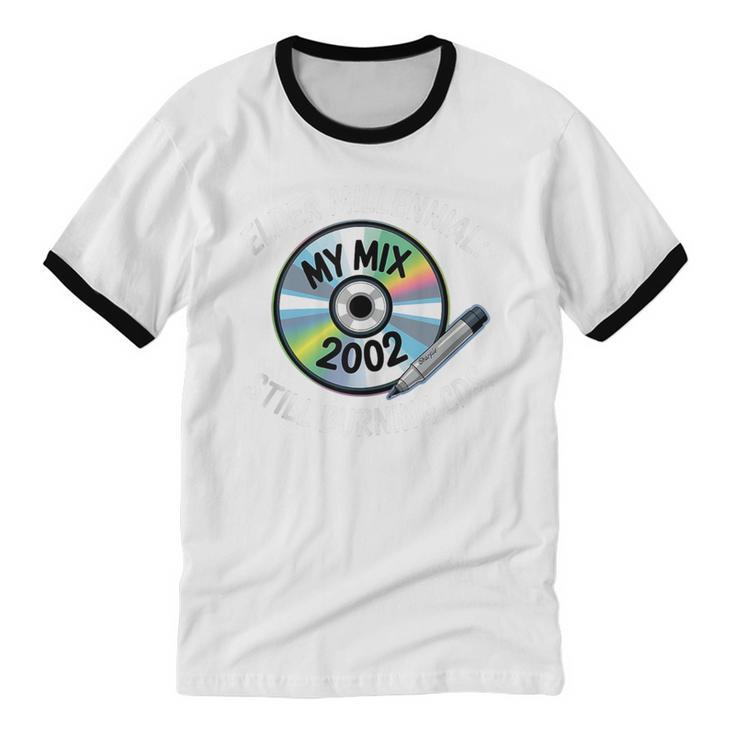 Elder Millennials Embracing 90s CDs Nostalgia Vibes Unisex Cotton Ringer T-Shirt Elder Millennials Embracing 90s CDs Nostalgia Vibes Unisex Cotton Ringer T-Shirt