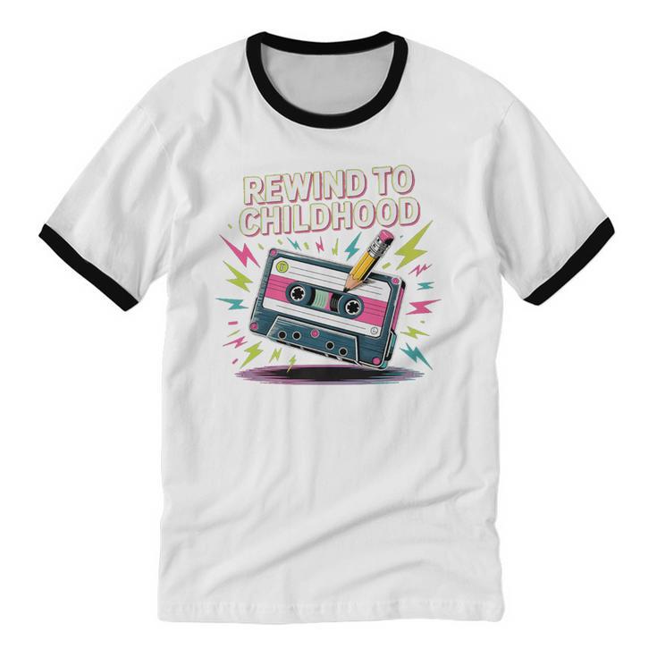 Elder Millennials Embracing 90s Rewind Nostalgia Vibes Premium Unisex Cotton Ringer T-Shirt