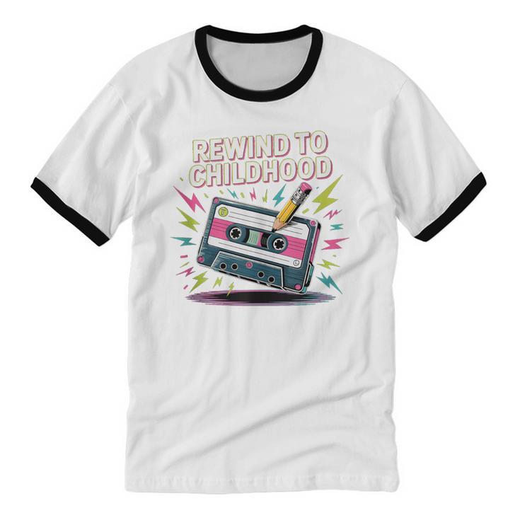 Elder Millennials Embracing 90s Rewind Nostalgia Vibes Unisex Cotton Ringer T-Shirt