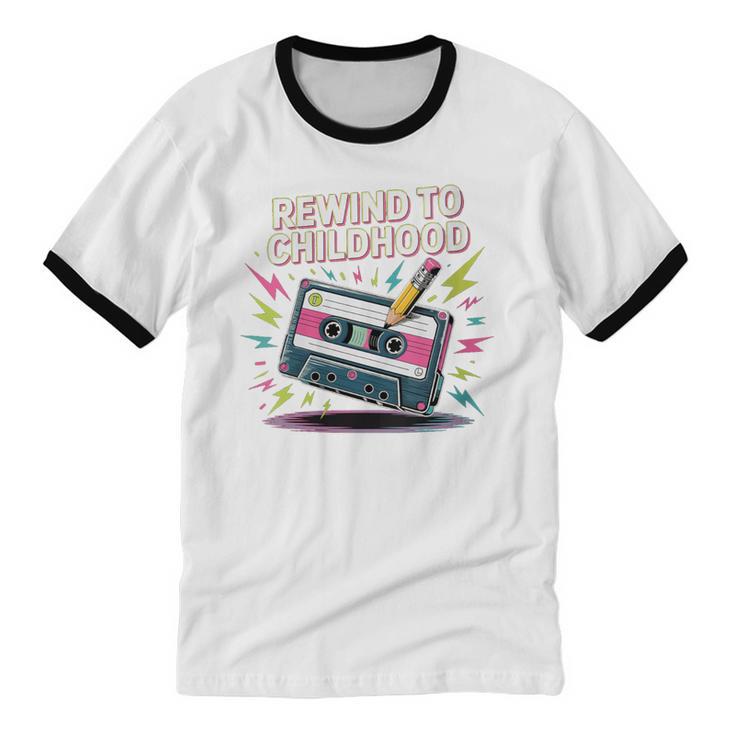 Elder Millennials Embracing 90s Rewind Nostalgia Vibes Unisex Cotton Ringer T-Shirt Elder Millennials Embracing 90s Rewind Nostalgia Vibes Unisex Cotton Ringer T-Shirt