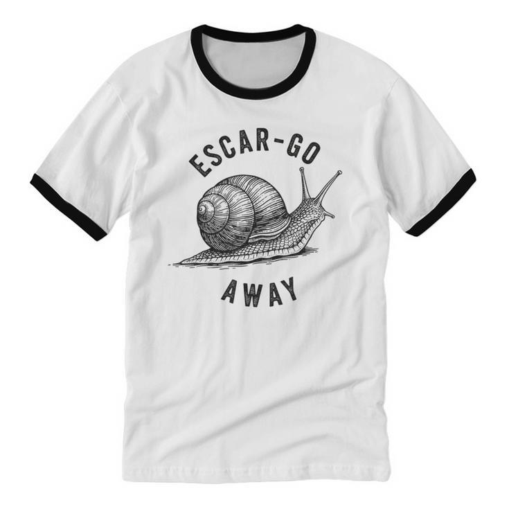 Escar Go Away Snail Vintage French Pun Introvert Humor Unisex Cotton Ringer T-Shirt