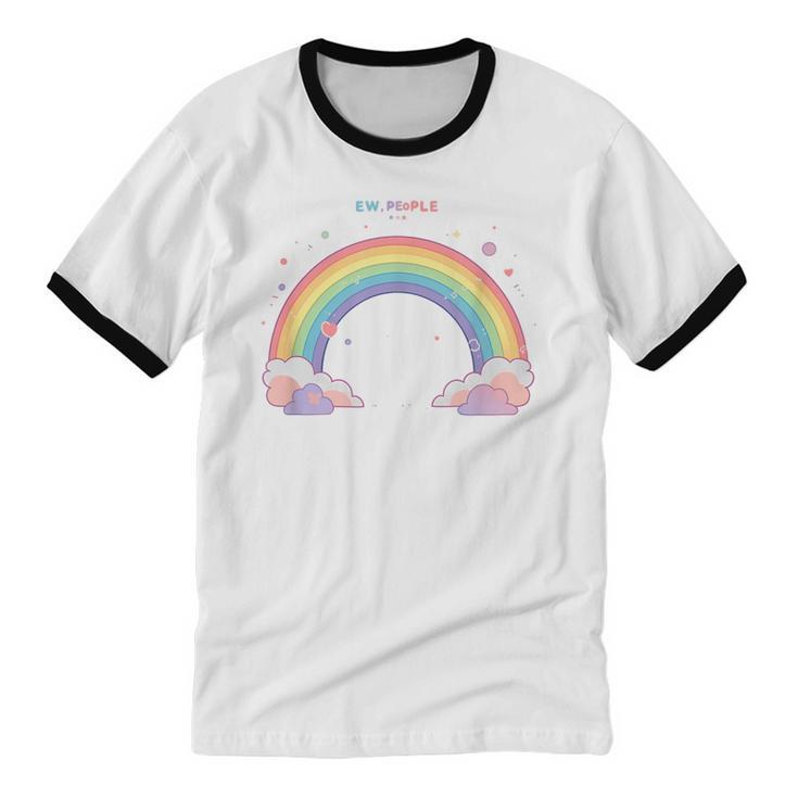 Ew People Antisocial Introvert Kawaii Sarcastic Unisex Cotton Ringer T-Shirt