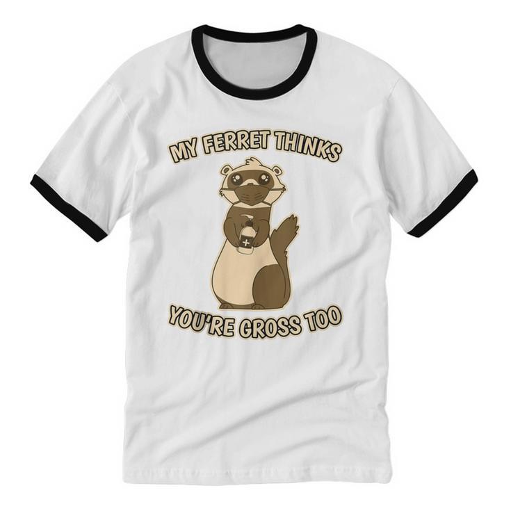 Ew People Ferret Saying Mask Introvert Ferrets Unisex Cotton Ringer T-Shirt Ew People Ferret Saying Mask Introvert Ferrets Unisex Cotton Ringer T-Shirt