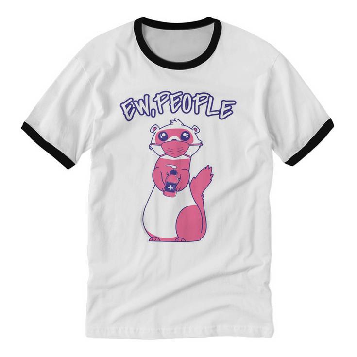 Ew People Introvert Ferrets Saying Mask Ferret Unisex Cotton Ringer T-Shirt